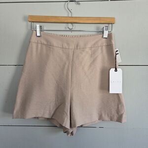 Leith Women's Beige Lounge Shorts Size S Side Zipper Elastic Waist Nordstrom NWT
